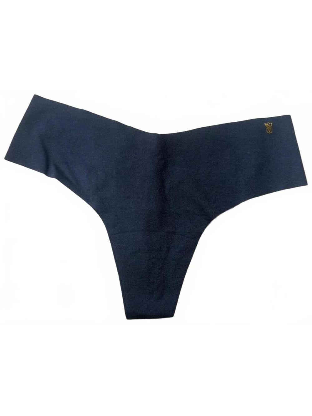 Victoria's Secret Teal/Navy Seamless Thong Panty Gold VS Logo M NWT